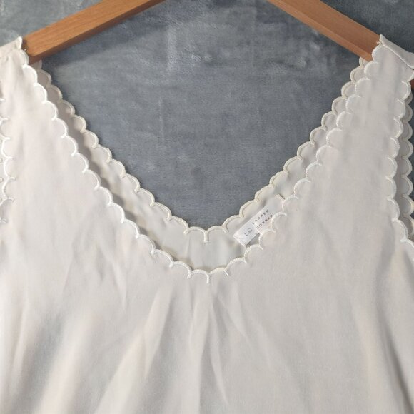 LC Lauren Conrad Women Scallop Trim‎ Cami Tank Top XS Cream Sheer Romantic Boho - Picture 7 of 10